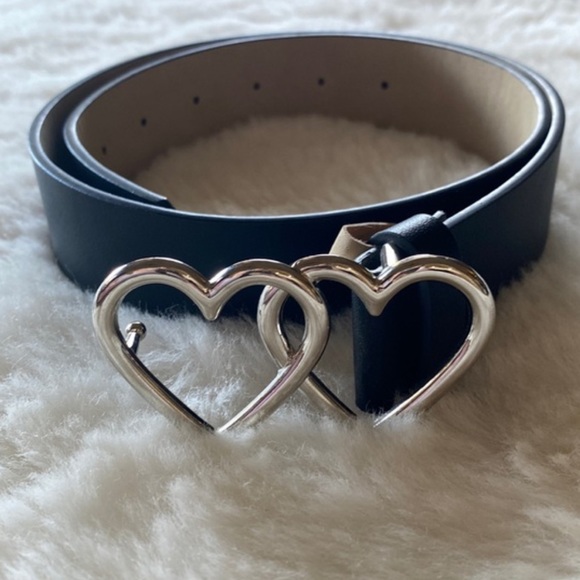 2/$20 Wild Fable Double Heart Metal Buckle Belt - Black - Picture 3 of 4